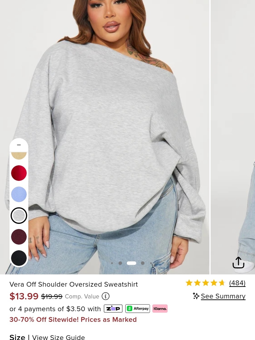 Fashion Nova Vera Off-Shoulder Oversized Sweatshirt - Light Gray